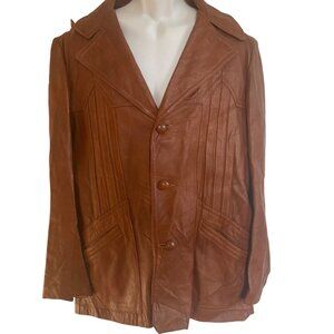 Vintage 70s 80s Leathercraft Process of America Leather Jacket Mens 46 Brown